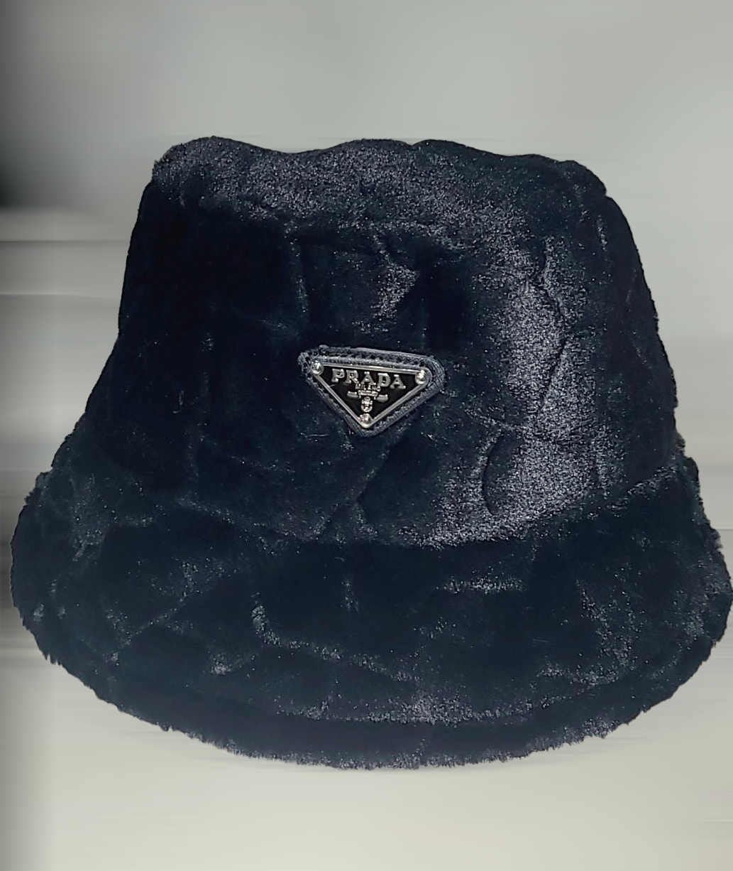 Fur black bucket good hat prada